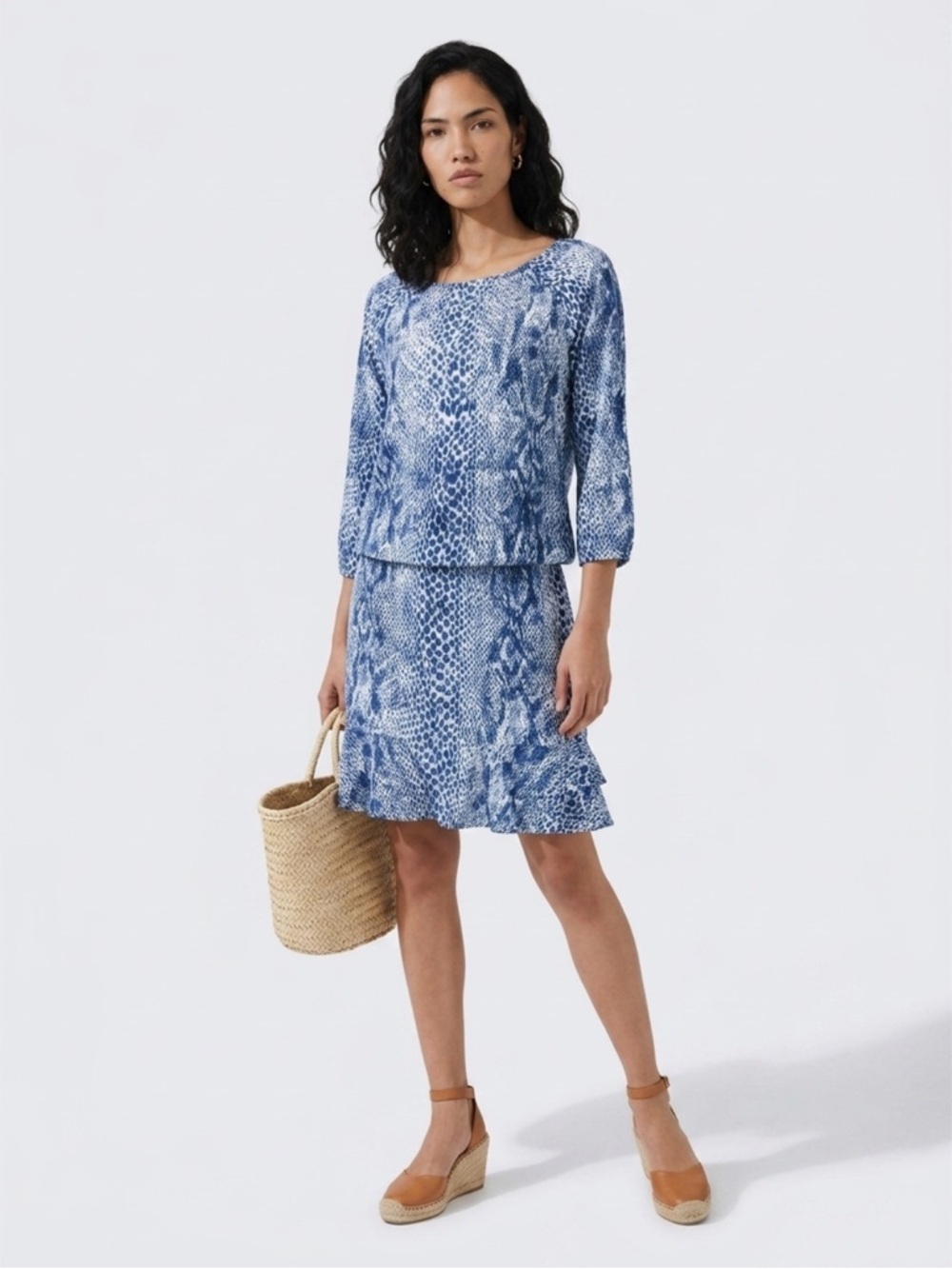 Soft Joie Blue and White Patterned Blouse